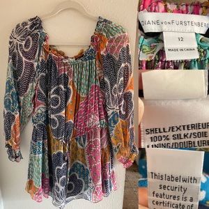 Diane Von Furstenberg silk blouse multicolor summer spring vintage women’s 12
